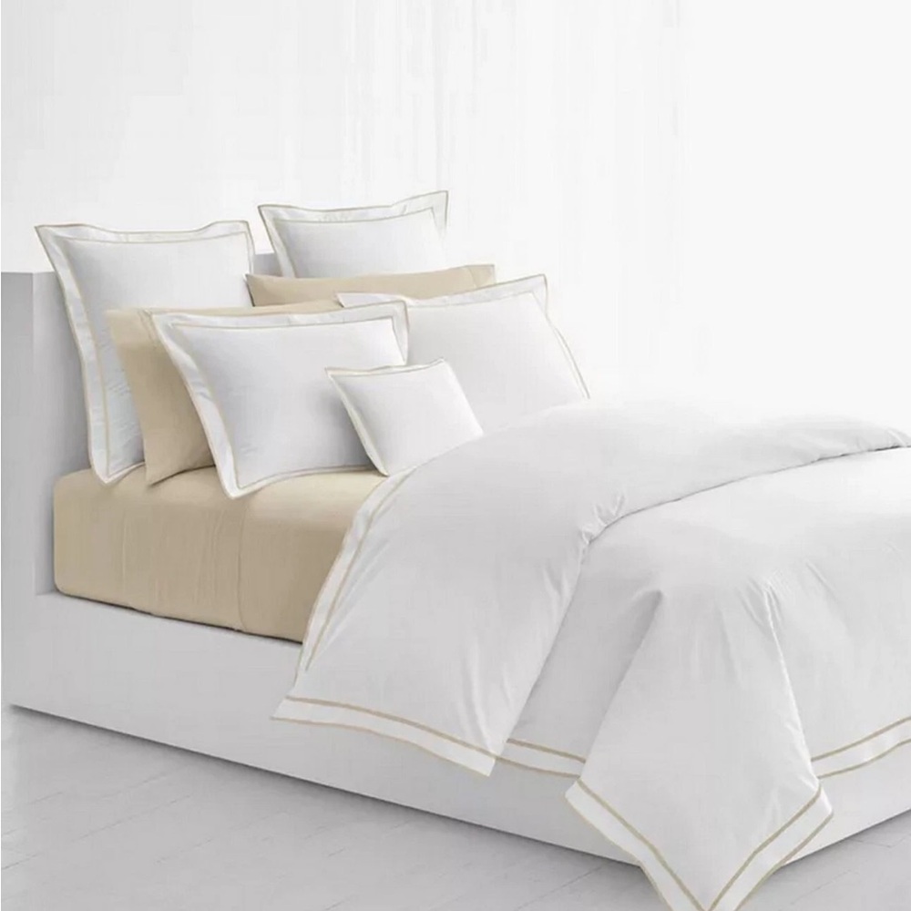 Lauren Ralph Lauren Spencer 475 TC Cotton Sateen 4 pc Queen Sheet Set Color Flax - Picture 2 of 3